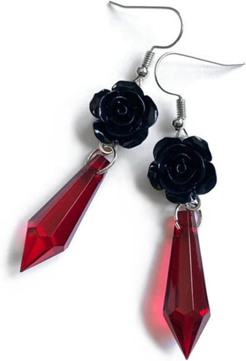 MIFYNN Gothic Dark Bat Dangle Earrings Red Black Crystal Gems Bat Earrings Punk Rock Style Bats Animal Earrings Halloween Costumes Earrings Jewelry for Women - Image 1